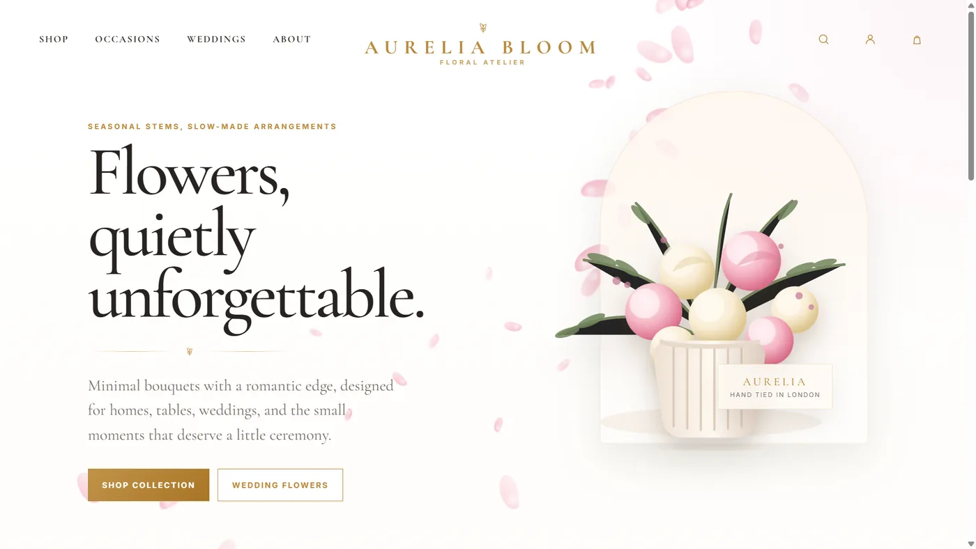 Flowers, quietly unforgettable website style screenshot